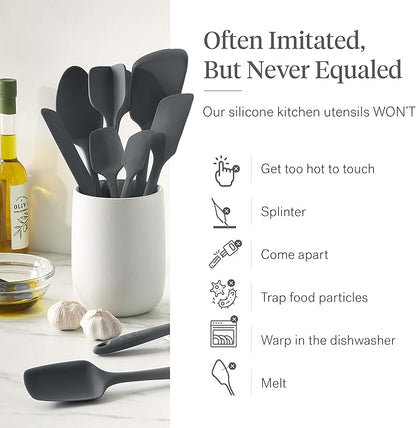GIR: Get It Right 10-Piece Silicone Essentials Kitchen utensils set - Ladle, Spatula, Flip, Spoon & Spoonula - Non toxic cooking utensils for Nonstick Cookware, Cooking and Baking - Charcoal - Image 5