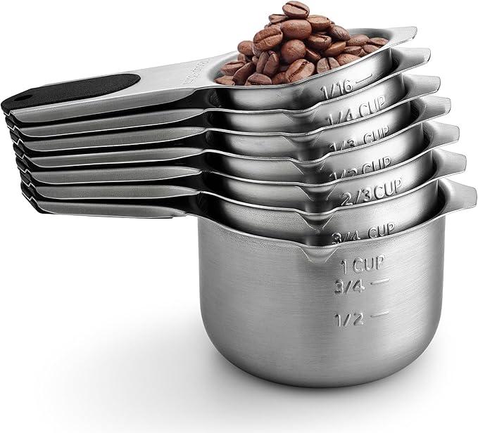Spring Chef Magnetic Stainless Steel Measuring Cups, Patented, Kitchen Tools with Easy to Read Markings for Measuring Dry or Liquid Ingredients, Set of 7, Black - Image 9