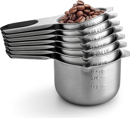 Spring Chef Magnetic Stainless Steel Measuring Cups, Patented, Kitchen Tools with Easy to Read Markings for Measuring Dry or Liquid Ingredients, Set of 7, Black - Image 9