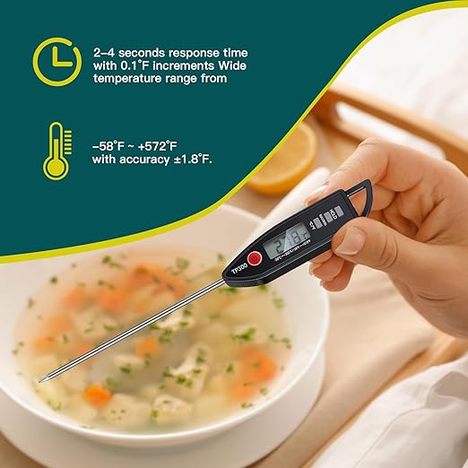 Copkim 3 Pcs Instant Read Meat Thermometer with Long Probe 9.65 Inch Kitchen Cooking Food Candy Waterproof Digital Thermometer for BBQ Water Milk Yogurt Liquid (Pointed,Black) - Image 6