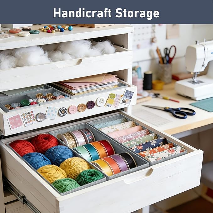 DIMJ Drawer Organizer Clothes, 12 Pack Dresser Organizer, Foldable Closet Organization and Storage Dividers, Fabric Dresser Drawer Organizers for Underwears, Nursery, Baby Clothes, Socks, Tie (Grey) - Image 6