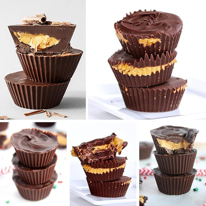Silicone Peanut Butter Cup Molds, 3 Pack, 12-Cavity Non-stick Candy Chocolate Making Trays for Brownie Mini Tart Pudding Jelly