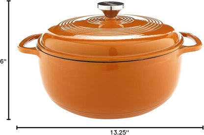 Lodge Essential Enamel Cast Iron Dutch Oven - Perfect for Bread Baking, Braising, Marinating & Slow Cooking - Features Moisture-Sealing Lid & Dual Handles - Kitchen Essentials - 6 Quarts - Apricot - Image 9