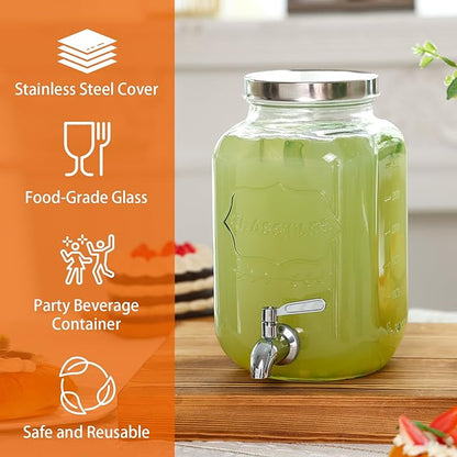 Moretoes 1 Gallon Glass Drinks Dispenser for Parties, Beverage Dispenser for Juice and Iced Tea, Airtight Sun Tea Glass Jar for Outside, Party Essential Beverage Pitcher with Spout - Image 3