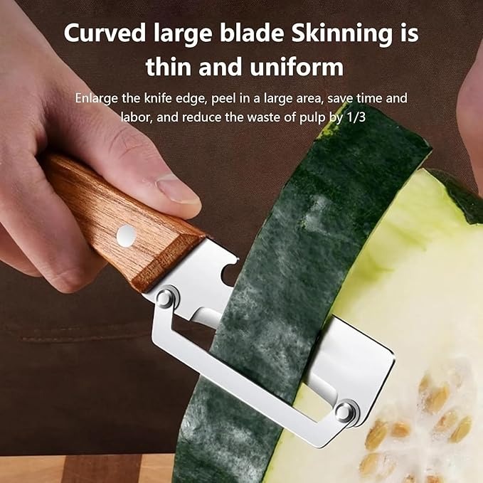 2026 New 2 Pack Multifunctional Vegetable Peeler, 2-in-1 Peelers For Kitchen with Bottle Opener, Sharp Stainless Steel Swivel Blade, Wooden Handle, For Vegetables or Fruits that Need to Be Peeled - Image 8