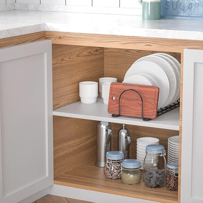 JAQ Pot Lid Rack Organizer, 10.5" Kitchenware Dividers Holder for Plates, Pans,Chopping Boards, Muffin Tins, Baking Sheets in Cabinets Shelf Countertop Pantry (White, 6-Slot) - Image 7