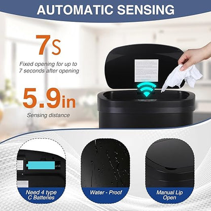 PayLessHere | 13 Gallon Stainless Steel Trash Can | Black | Automatic Touchless Lid with Motion Sensor | Kitchen Garbage Can with Waterproof Design | for Home, Office, Bathroom | Pack of 1 - Image 4