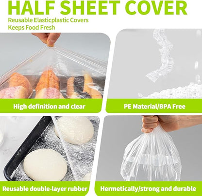 100 Extra Large Bowl Covers For Bread Proofing,Fits Bowl up to 20",Sheet Pan Covers, Elastic Reusable Plastic Bowl Cover For Baking Tray/Pizza Dough Proofing,Outdoor Food Fresh Keeping Bags, BPA Free - Image 7