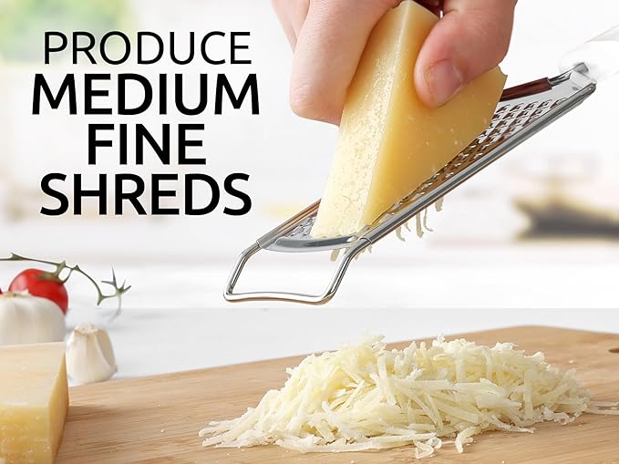 Zulay Kitchen Professional Cheese Grater Stainless Steel - Durable Rust-Proof Metal Lemon Zester Grater With Handle - Flat Handheld Grater For Cheese, Chocolate, Spices, And More - White - Image 5