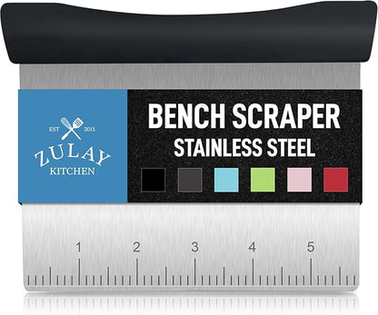 Zulay Premium Multi-purpose Stainless Steel Bench Scraper & Chopper, Easy to Read Etched Markings for Perfect Cuts, Quick & Easy Multi-use Dough Scraper, Dough Cutter & Pastry Scraper (Black) - Image 8