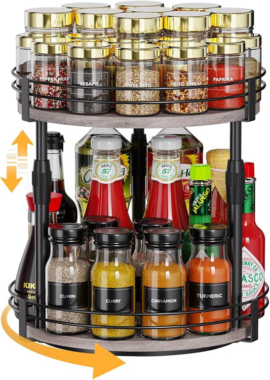 Across-Star Lazy-Susan-Organizer-Spice-Rack, Rotating Spice Organizer For Cabinet Pantry, Seasoning Holder Spice Shelf With Adjustable Height, Kitchen Counter Shelf Countertop Organizer by Acorss-Star