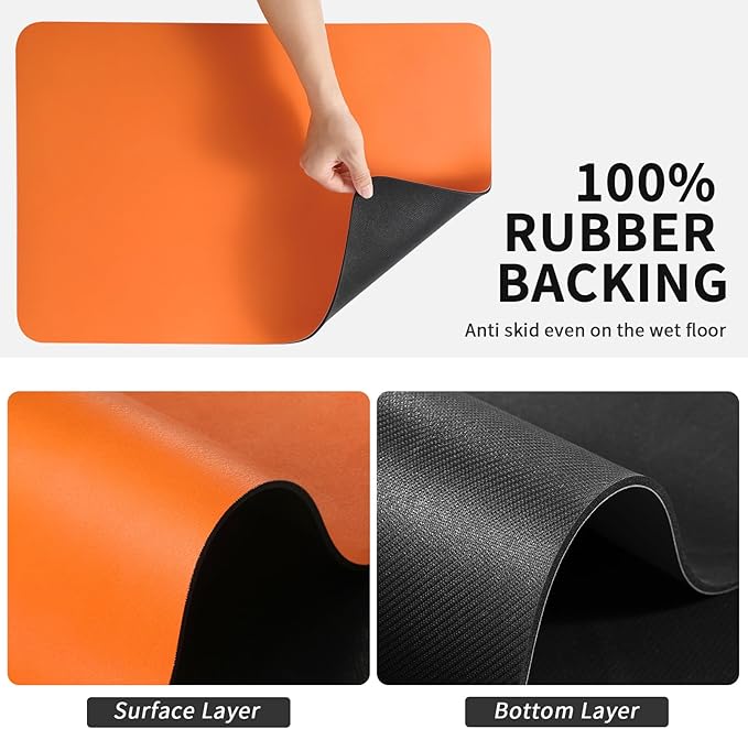 HotLive Dish Drying Mat for Kitchen Counter, Heat Resistant Drainer Mats with Non-slip Rubber Backed, Hide Stain Kitchen Super Absorbent Draining Mat, Easy to Clean Dish Rack Pad, Orange 18"x32" - Image 5