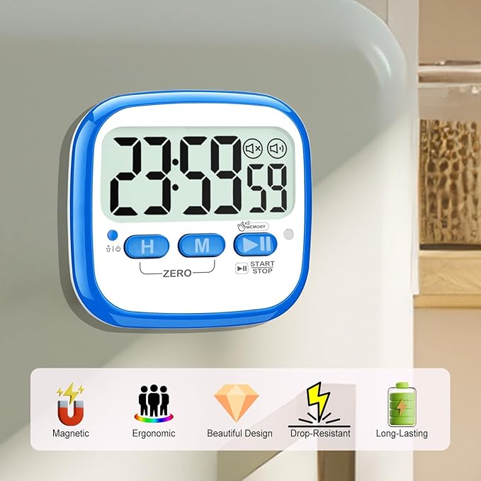 AyayaBoss 2-Pack Magnetic Kitchen Timers for Cooking, Digital Stop Watch Countdown Timer for Kids, Teachers, Classroom, Office, Exercise - Battery Included - Image 3
