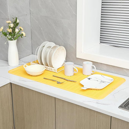 MicoYang Silicone Dish Drying Mat for Multiple Usage,Easy clean,Eco-friendly,Heat-resistant Silicone Mat for Kitchen Counter or Sink,Refrigerator or Drawer Liner Yellow 5XL 36inches x 18inches - Image 6