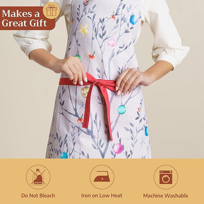 Maison d' Hermine 100% Cotton Apron for women with Pocket Kitchen Chef Apron for Men Cooking Mothers Day Gifts
