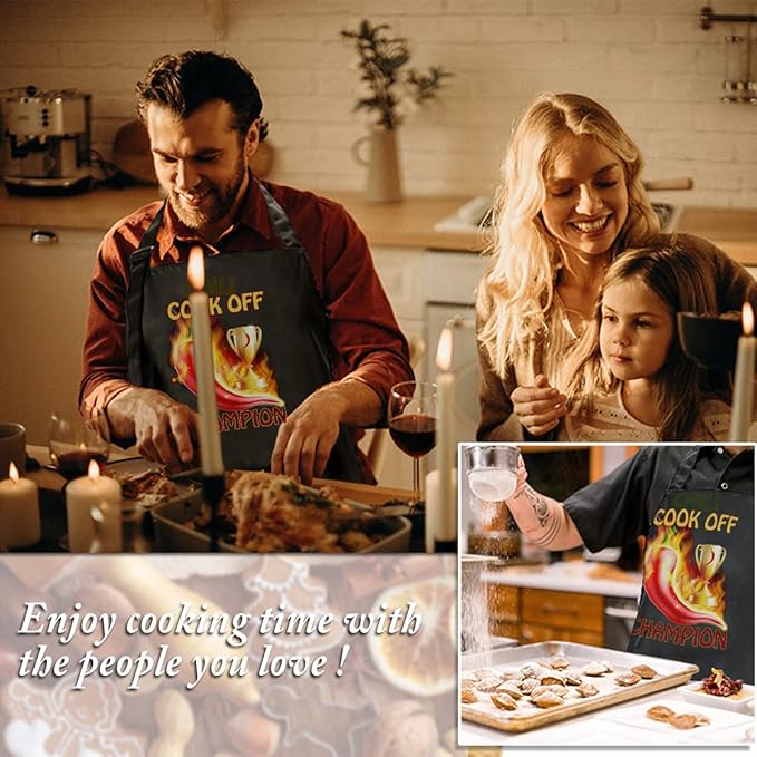 Funny Baking Apron,Baking Apron for Women with Pockets,Funny Chili Cook Off Apron, Cooking Chef Apron with BBQ, Kitchen Work Aprons with Pockets Birthday Dad Creative Gifts - Image 6