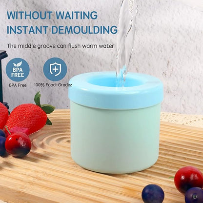 Cylinder Silicone Ice Cube Mold, New 3D Ice Cubes Maker, Decompress Ice Lattice, Press-Type Easy-Release Ice Cup (Blue-Green) (NEWZBB-Blue-Green)