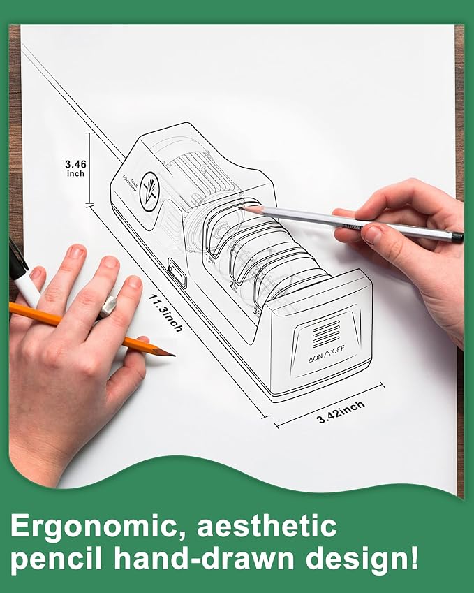 Electric Knife Sharpener with Replaceable Sharpening Head Easy to Change, 3-Stage & 15° Precision Angle Diamond Sharpening System for Metal Knives, Ceramic knives, Exquisite Gifts and Packaging