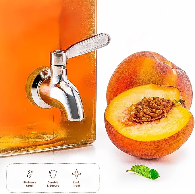 Kook Drink Dispenser, 80 oz, Water Dispenser Countertop, Glass Drink Dispenser, Beverage dispenser, with Leak-Proof Spigot, Clear Rectangular Jar, Storage for Party, Fridge, for Water, Iced Tea - Image 6