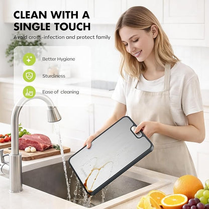 Sumzzz Titanium Cutting Board for Kitchen, Cutting Board Double Sided Food Grade, Pure Titanium/PP, Easy to Clean Large Size 16”×10” - Image 7