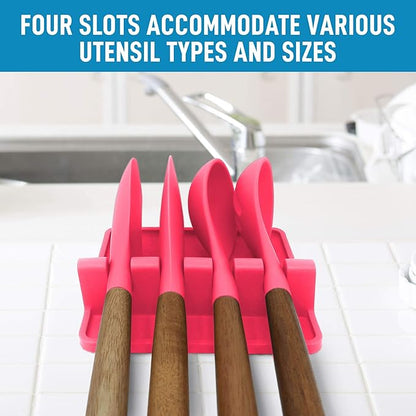 Zulay Kitchen Silicone Utensil Rest with Drip Pad for Multiple Utensils - BPA-Free, Heat-Resistant Spoon Rest & Spoon Holder for Stove Top - Kitchen Utensil Holder for Ladles & Tongs - Honeysuckle - Image 2