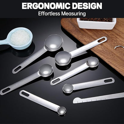 Tablespoon Measuring Spoons Set,7 PCS Metal Measuring Spoons,Stainless Steel Measuring Spoons for Cooking Bakeing - Image 4