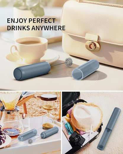 CIRCLE JOY Rechargeable Milk Frother Hanheld, Dual Ring Electric Coffee Frother, Portable Hand Frother Wand Drink Mixer for Matcha Lattes Cappuccino, Kitchen Gifts, Blue - Image 4