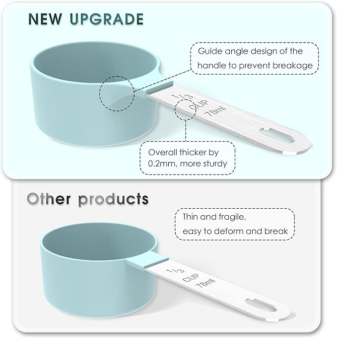 TILUCK Measuring Cups & Spoons Set, Stackable Cups and Spoons, Nesting Measure Cups with Stainless Steel Handle, Kitchen Gadgets for Cooking & Baking (Green) - Image 2