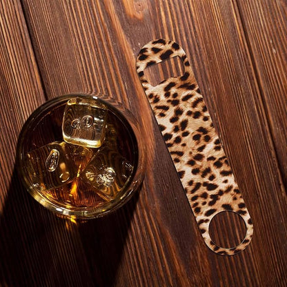Leopard Pattern Stainless Steel Bottle Opener Cheetah Animal Print Beautiful Watercolor Spotted Skin Pattern Flat Beer Bottle Opener Keychain for Home Kitchen Bar Restaurant Party Gift
