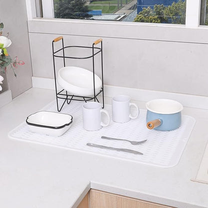 MicoYang Silicone Dish Drying Mat for Multiple Usage,Easy clean,Eco-friendly,Heat-resistant Silicone Mat for Kitchen Counter or Sink,Refrigerator or Drawer Liner White 3XL 28 inches x 18 inches - Image 7