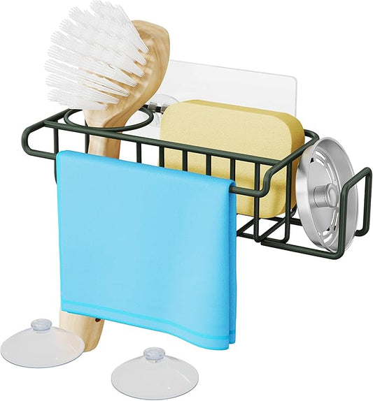 HapiRm Sink Caddy Sponge Holder - No Drill Sponge Holder for Kitchen Sink, Rustproof and Waterproof Kitchen Organizer - Green by HapiRm