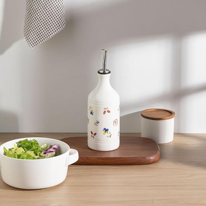 Sweejar Ceramic Olive Oil Dispenser Bottle for Kitchen, 15.5 Oz Relief Opaque Oil and Vinegar Dispenser Bottle with Spout, Suitable for Soy Sauce, Coffee Syrup, Liquids (Garden) - Image 3
