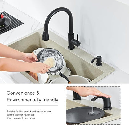 GAGALIFE Kitchen Sink Soap Dispenser - Sink Soap Dispenser Pump with 40" Silicone Extension Tube Kit (Matte Black), Say Goodbye to Frequent Refills G080-1B