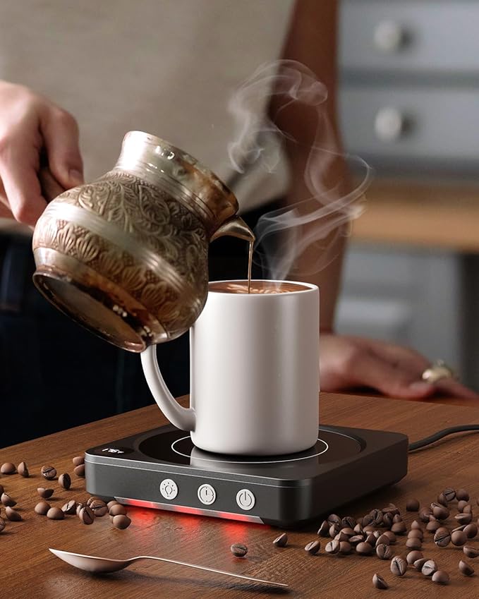 Mug Warmer - 36W Coffee Mug Warmer for Desk with Temperature Display, 2-12Hrs Auto Shut Off, Smart Candle Warmer - Ideal Coffee Gifts Accessories Keep Beverages Coffee Warmer (Black) - Image 7