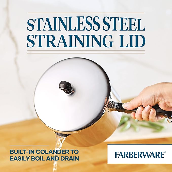 Farberware Classic Stainless Steel 3-Quart Covered Straining Saucepan - - Silver - Image 4