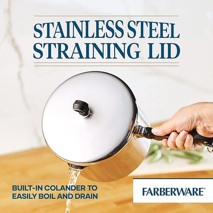 Farberware Classic Stainless Steel 3-Quart Covered Straining Saucepan - - Silver - Image 4