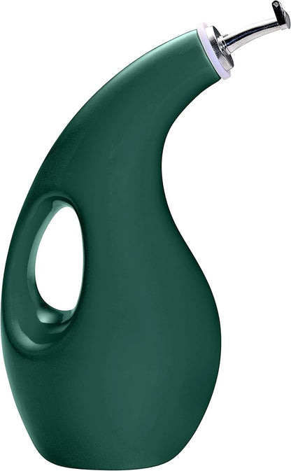 Rachael Ray Solid Glaze Ceramics EVOO Olive Oil Bottle Dispenser with Spout - 24 Ounce, Dark Green by RachaelRayKitchenware
