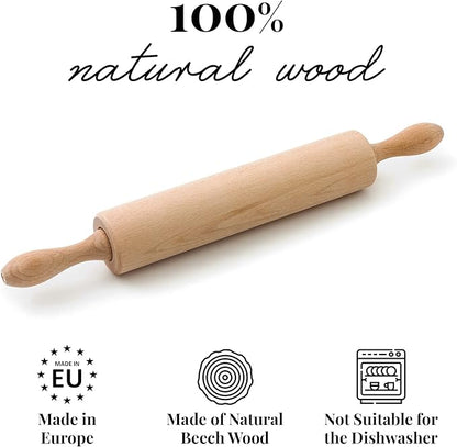 tuuli Kitchen Professional Classic Wooden Rolling Pin with revolving Centre (17,3 by 2,2 inches) - Image 3