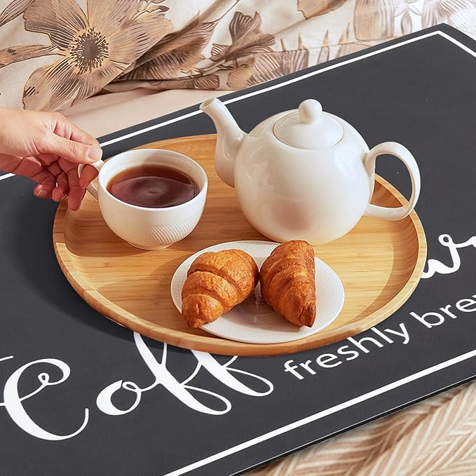 Findosom 12"x 20" Dish Drying Mat, Super Absorbent & Cuttable Coffee Mat, Hide Stain Bar Mat for Kitchen Counter, Coffee Bar Accessories, Black - Image 9