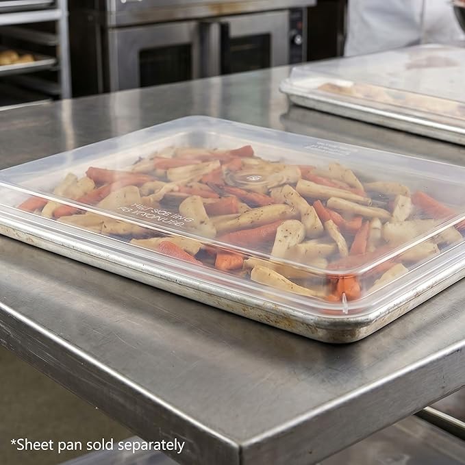 TrueCraftware- Half Size Polypropylene Sheet Pan Cover Clear Color Set of 2- Sheet Pan Cover for Baking Tray Baking Pans for Cookies and Cakes Perfect for Home Bakery and Restaurants