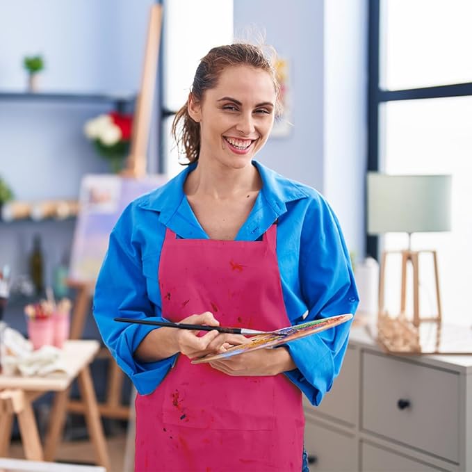 15 Pcs Adult Aprons Bulk with Pockets Adjustable Bib Chef Apron for Women Men Painting Cooking Crafting (S/L) - Image 6