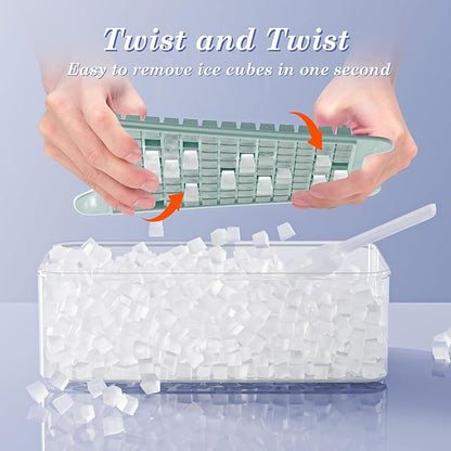 Mini Ice Cube Tray for Freezer: GGUW Nugget Ice Cube Tray with Bin - Crushed Ice Tray Making 4×108 PCS Icecube - Easy Release Iced Maker Trays - Image 3