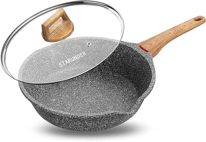 Starunder Induction Nonstick Skillet Frying Pan,Swiss medical stone Omelette Pan, Scratch-Resistant Safe Cookware Set，PFOA Free (9.5 inch) - Image 5