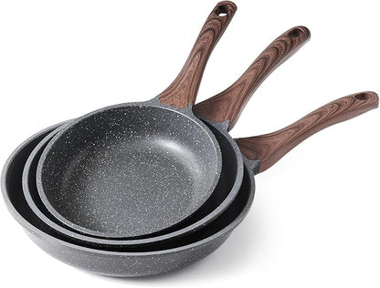 SENSARTE Nonstick Frying Pan Skillets, Swiss Granite Coating Omelette Pans, Healthy Cookware Chef's Pan, Free of Intentionally Added PFOA (8+9.5+11 Inch) by SENSARTE