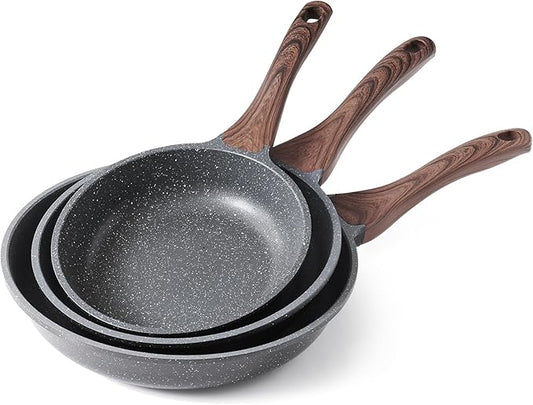 SENSARTE Nonstick Frying Pan Skillets, Swiss Granite Coating Omelette Pans, Healthy Cookware Chef's Pan, Free of Intentionally Added PFOA (8+9.5+11 Inch) by SENSARTE