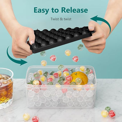 Optish Ice Cube Tray with Lid and Bin, 3 Pack Ice Trays for Freezer, 99 Pcs Round Ice Cube Mold, Ices Maker Bucket with Scoop for Cocktail, Coffee, Rv Accessories, Easy to Release (0.8 inch, Black) - Image 2