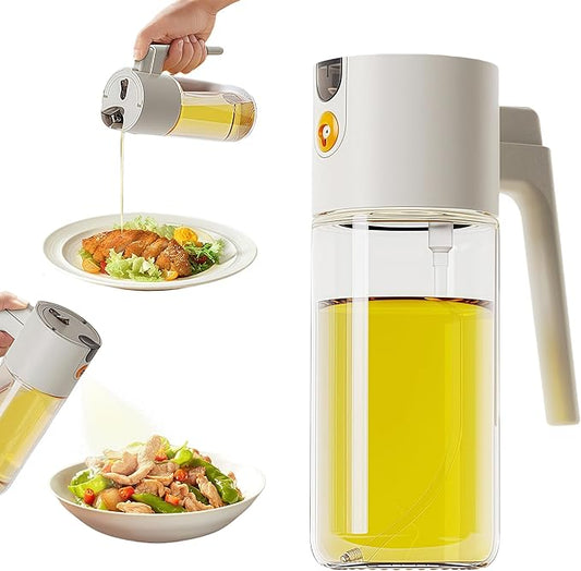 20.3oz/600ml Glass Material 2 in 1 Olive Oil Sprayer for Cooking, Switch Between Mist & Precision Pour, Food-Grade Oil Mister for Kitchen, Air Fryer, BBQ, Salad, Baking by Keaixinyu