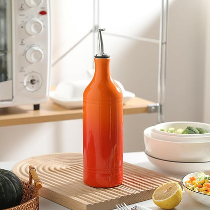 Sweejar Large Ceramic Olive Oil Dispenser Bottle, Opaque Oil Cruet Protects to Reduce Oxidation, Suitable for Storage Vinegar, Soy Sauce & Other Liquids, Pack of 1, 24 Fl Oz(Gradient Orange) - Image 5