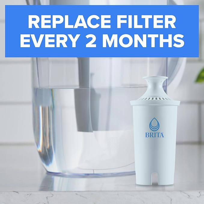 Brita Plus Water Filter, BPA-Free, High-Density Replacement Filter for Pitchers and Dispensers, Reduces 2x Contaminants*, Lasts Two Months or 40 Gallons, Includes 4 Filters (Pack of 6)