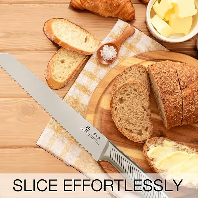 imarku Bread Knife 10 Inch: Japanese High Carbon Stainless Steel Professional Grade Serrated Bread Knife, Razor Sharp Edge Cake Knife for Homemade Bread/Bagels/Cake - Image 5
